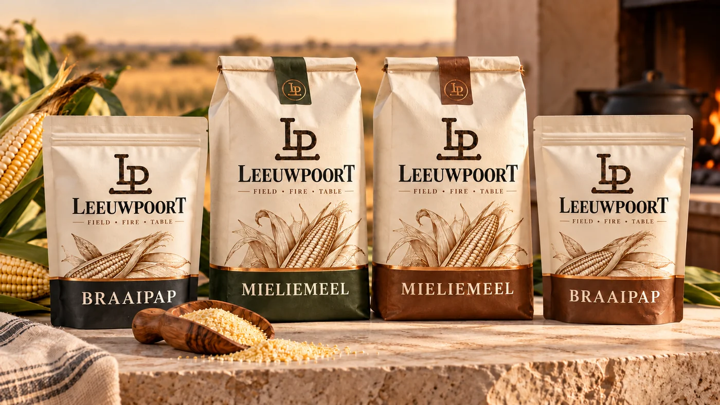 Braaipap and mieliemeel bag and pouch packaging concepts